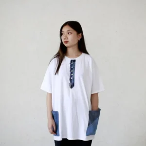 First Edition — Oversized Denim-Detail Tee