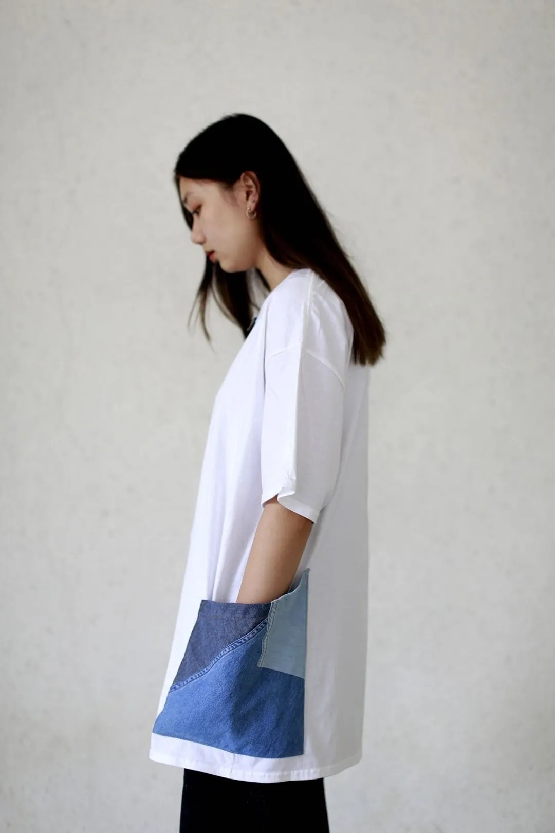 First Edition — Oversized Denim-Detail Tee
