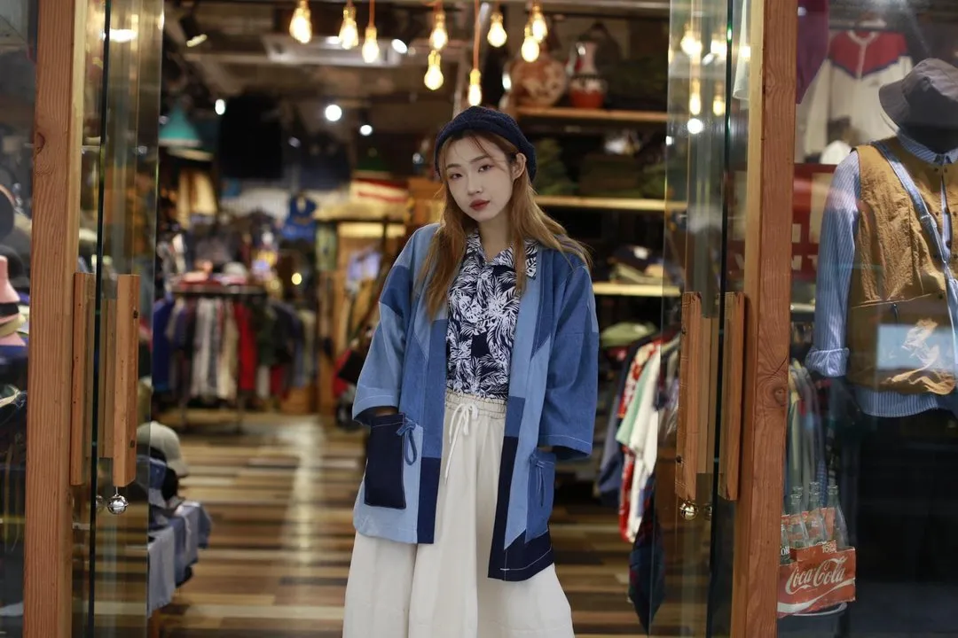 Three-Quarter Sleeve Denim Kimono