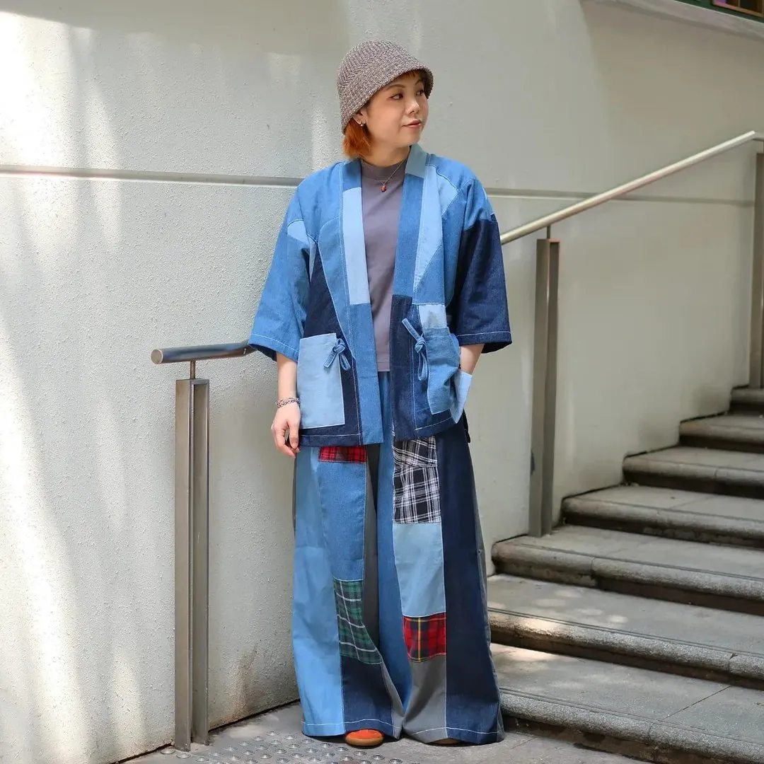 First Edition — Denim Patchwork Wide-Leg Pants