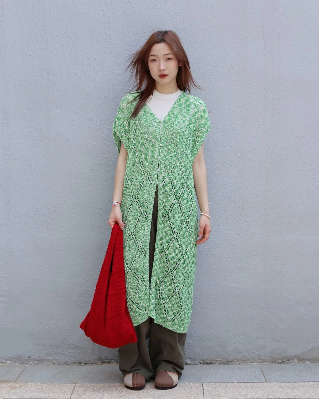 Diamond Knit Long Vest