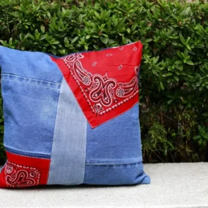 First Edition — Denim Patchwork Cushion