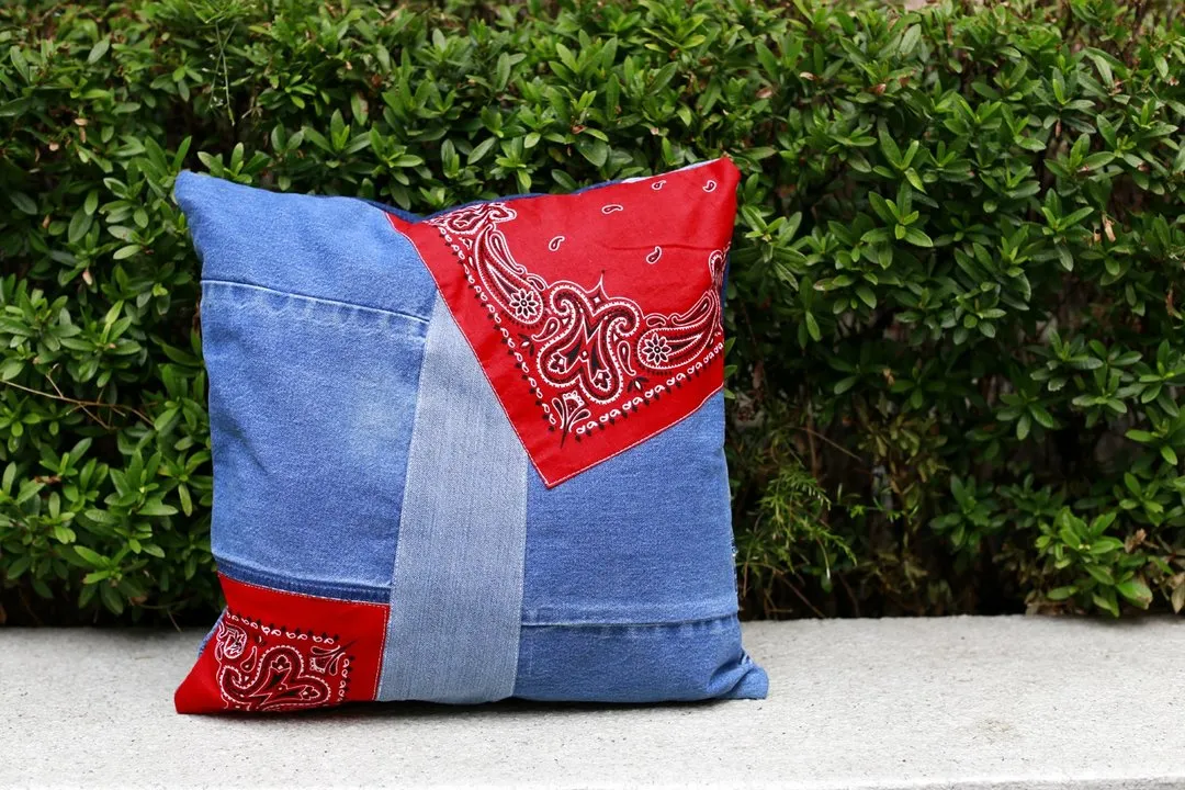 Denim Patchwork Cushion
