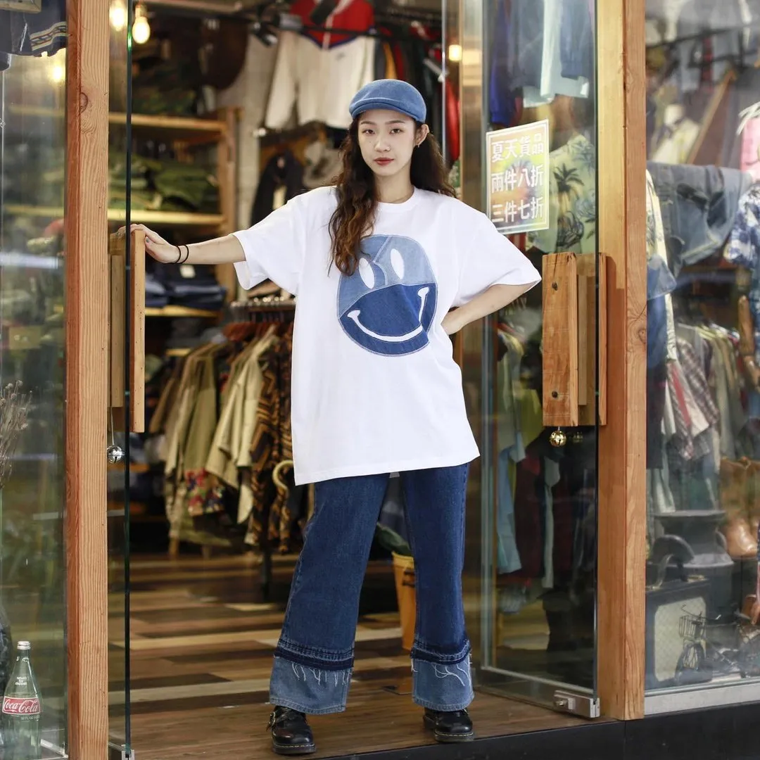 Denim Smile Patchwork Tee