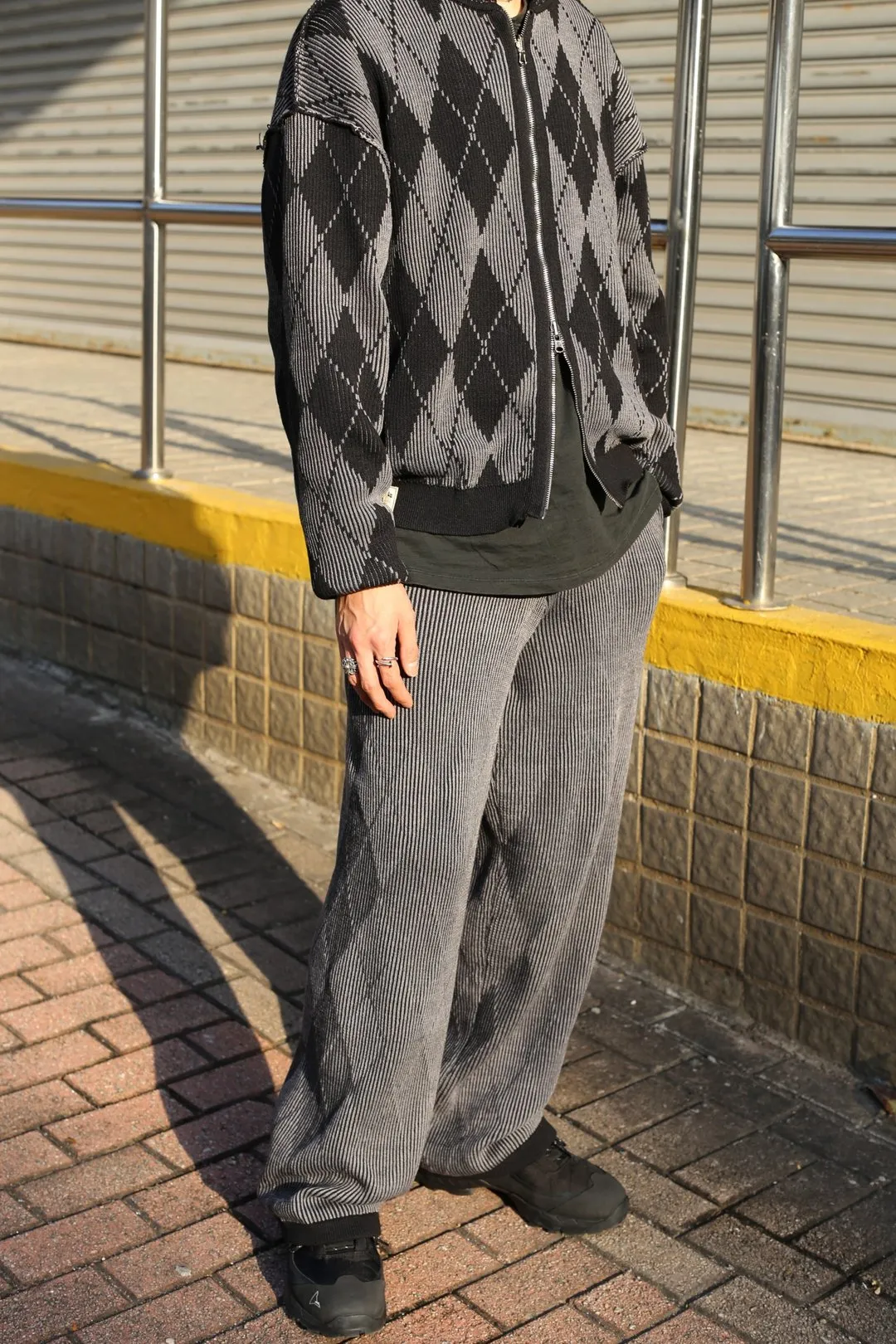 Reversible Diamond Knit Trousers
