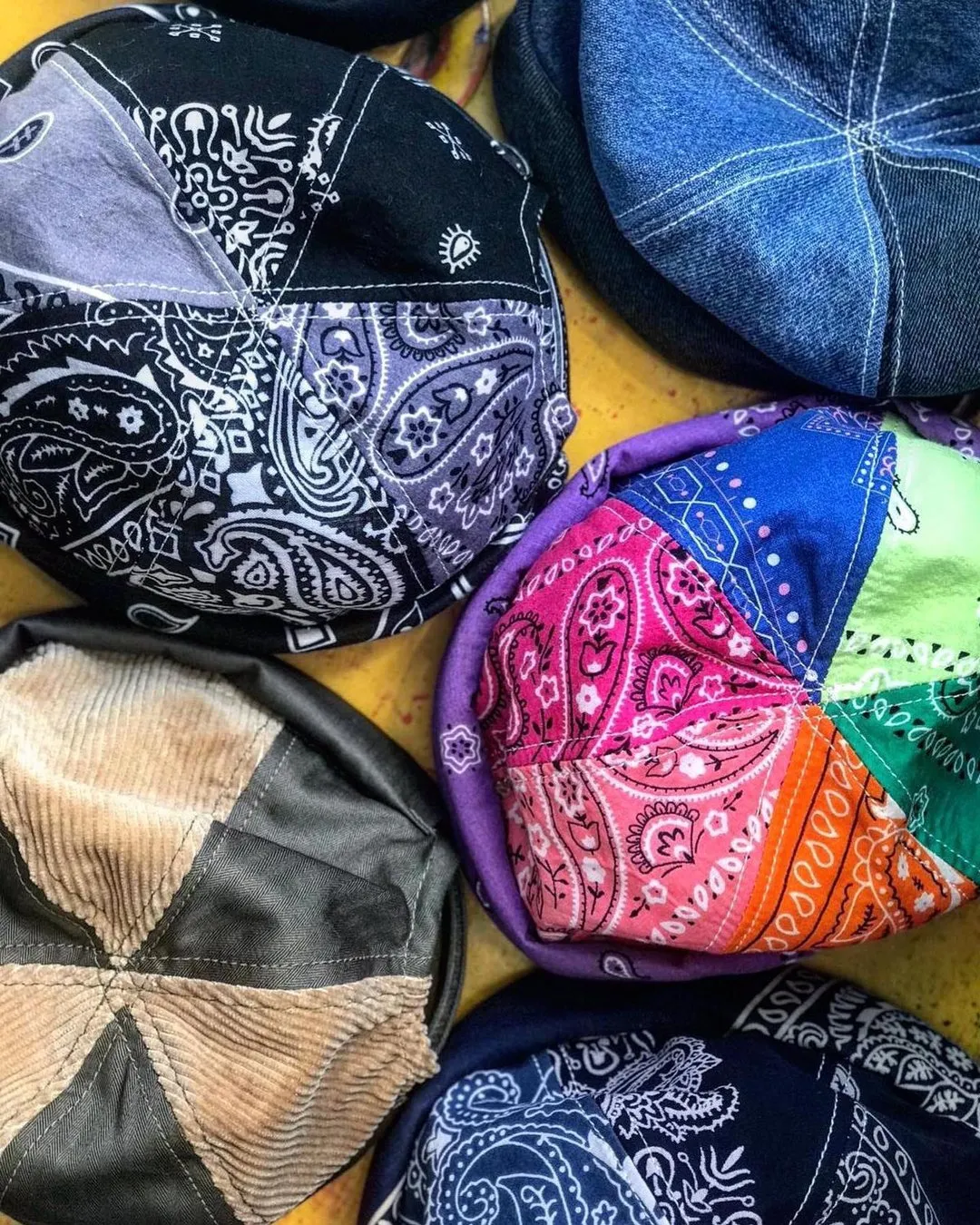 Mixed-Fabric Miki Cap