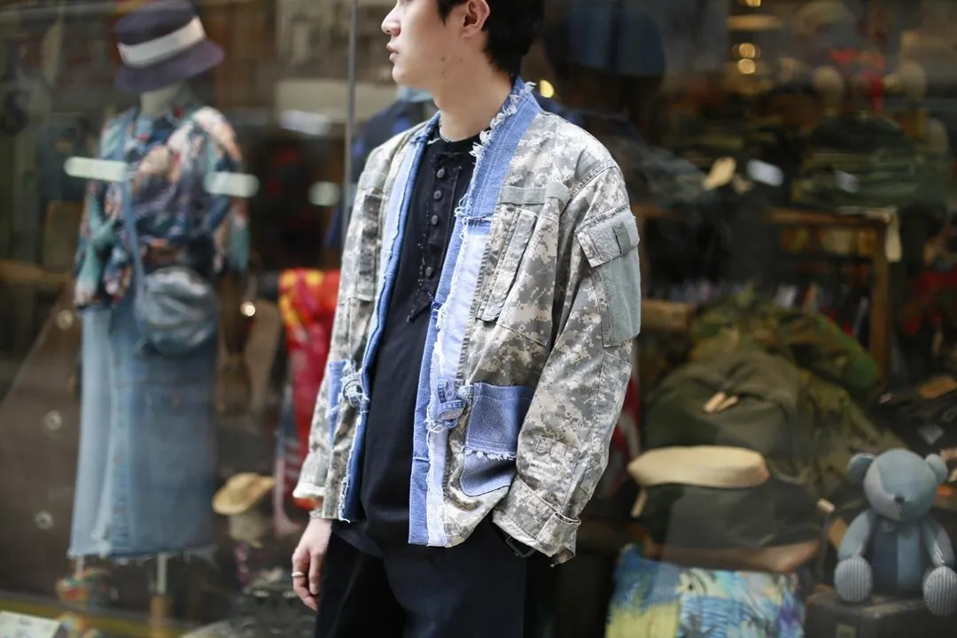 Digital-Print Army Shirt Kimono