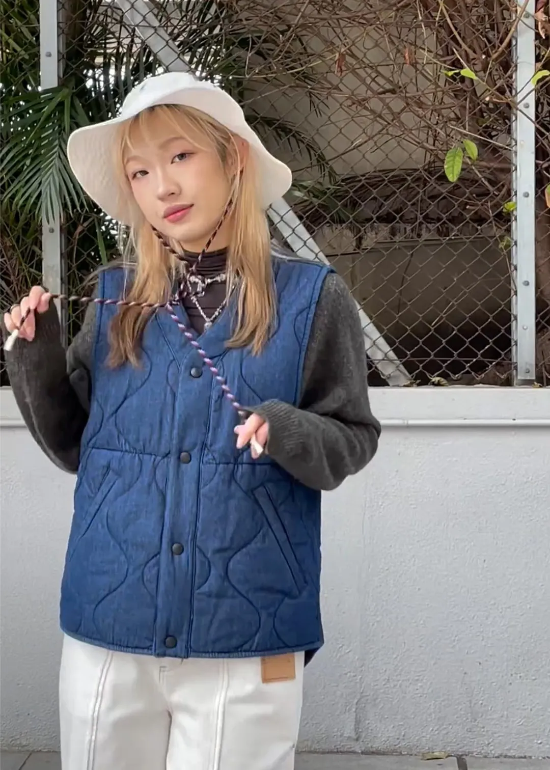 Reversible Quilted Denim Vest