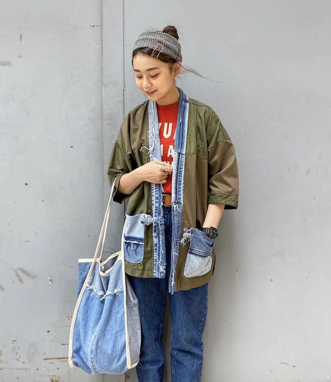 Military Cloth & Denim Kimono
