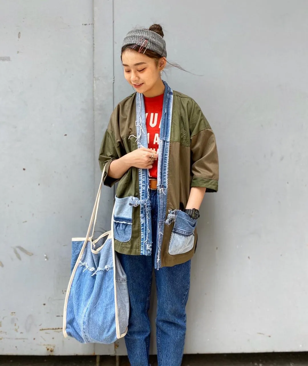 Denim Patchwork Carry Bag