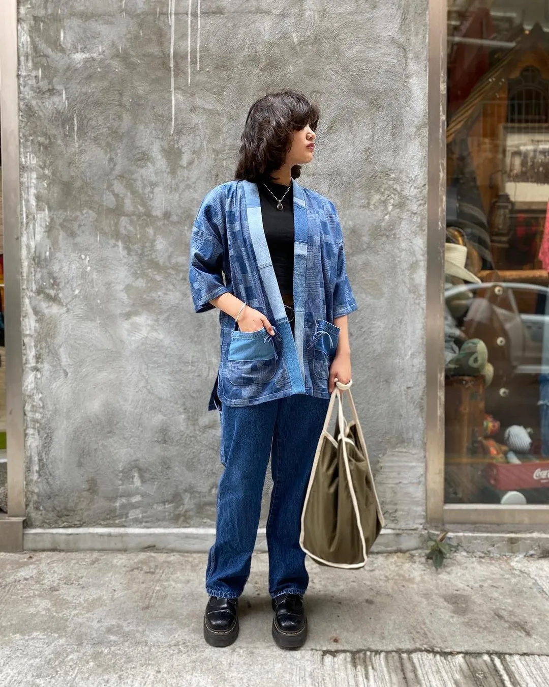 First Edition — Denim Patchwork Carry Bag