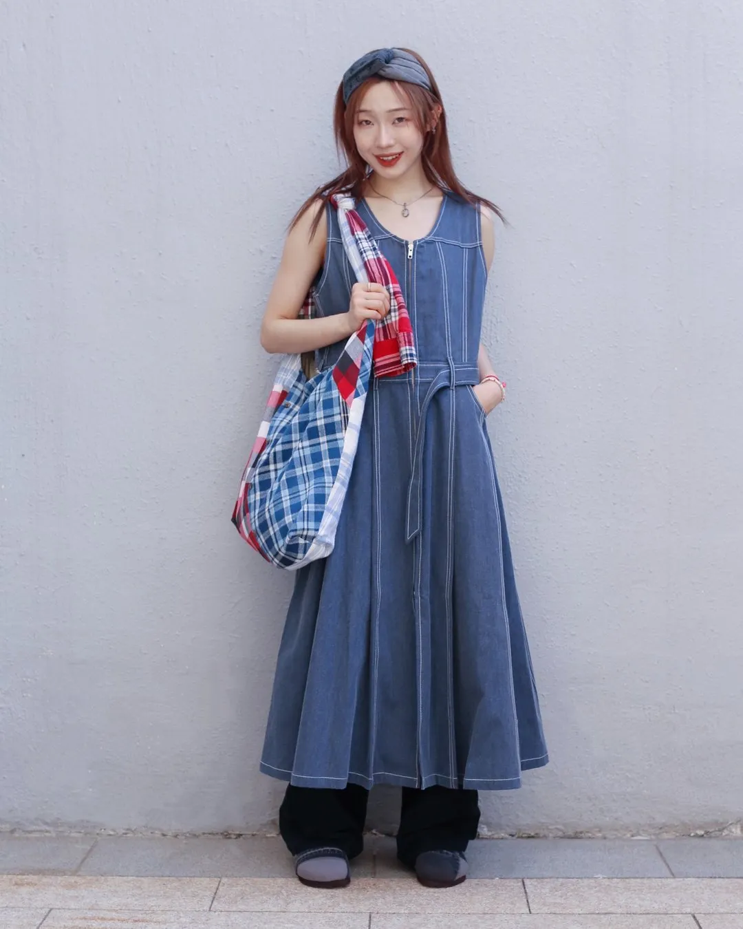 Denim Cut Maxi Dress