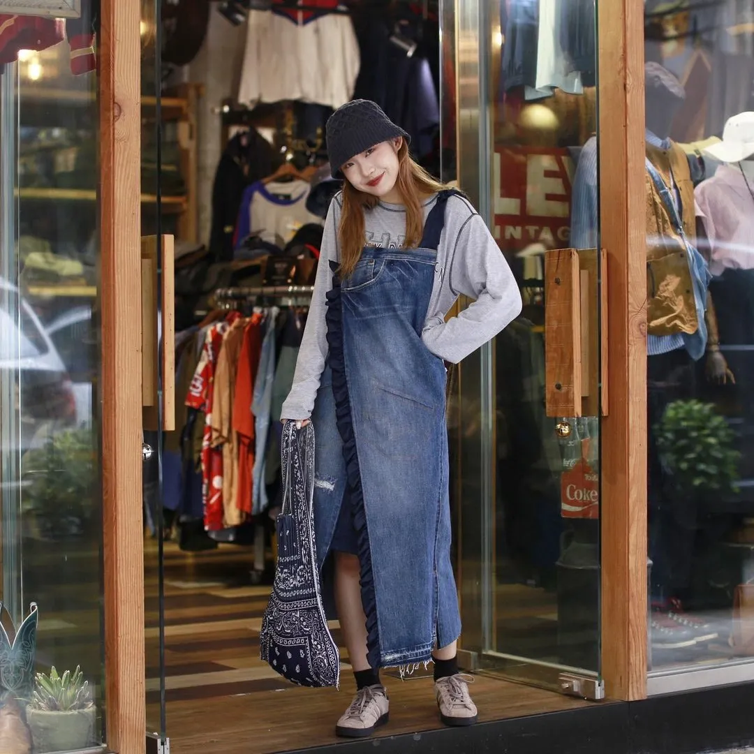 Reworked Jeans Bib Dress