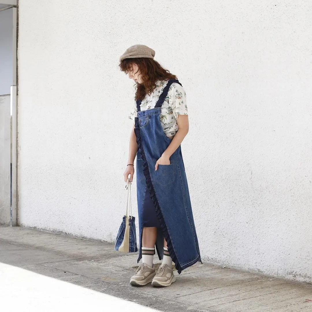 First Edition — Reworked Jeans Bib Dress